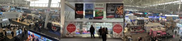 写真　SENA会場の入り口と全景（ジェトロ撮影）