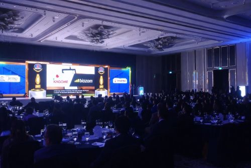 写真　式典におけるカゴメの動画紹介（ジェトロ撮影）