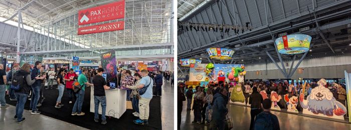 写真　「Pax Rising Showcase」エリア、任天堂ブースの様子（ともにジェトロ撮影）