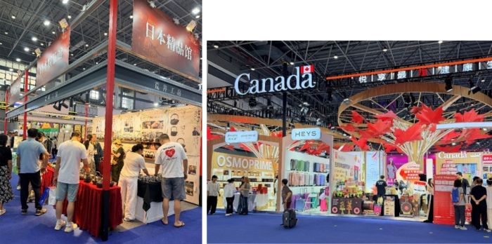 写真　日本館の様子（左）、主賓国のカナダパビリオン（右）（ともにジェトロ撮影）