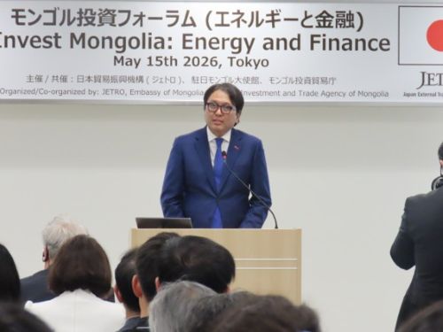写真　モンゴル副首相ドルジハンド氏による開会あいさつ（ジェトロ撮影）