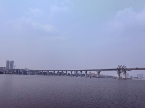 写真　シンガポール側から見た対岸マレーシア・ジョホール州を結ぶRTSリンクの高架橋（ジェトロ撮影）