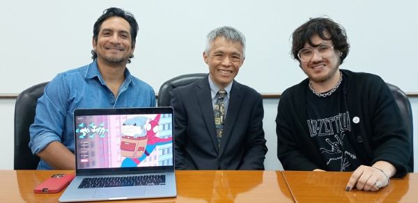 写真　マーベルのアニメーション作品「イッツ・ジェフ」について説明するボニジャ氏（左）とデル・ポソ氏（右）（ジェトロ撮影）